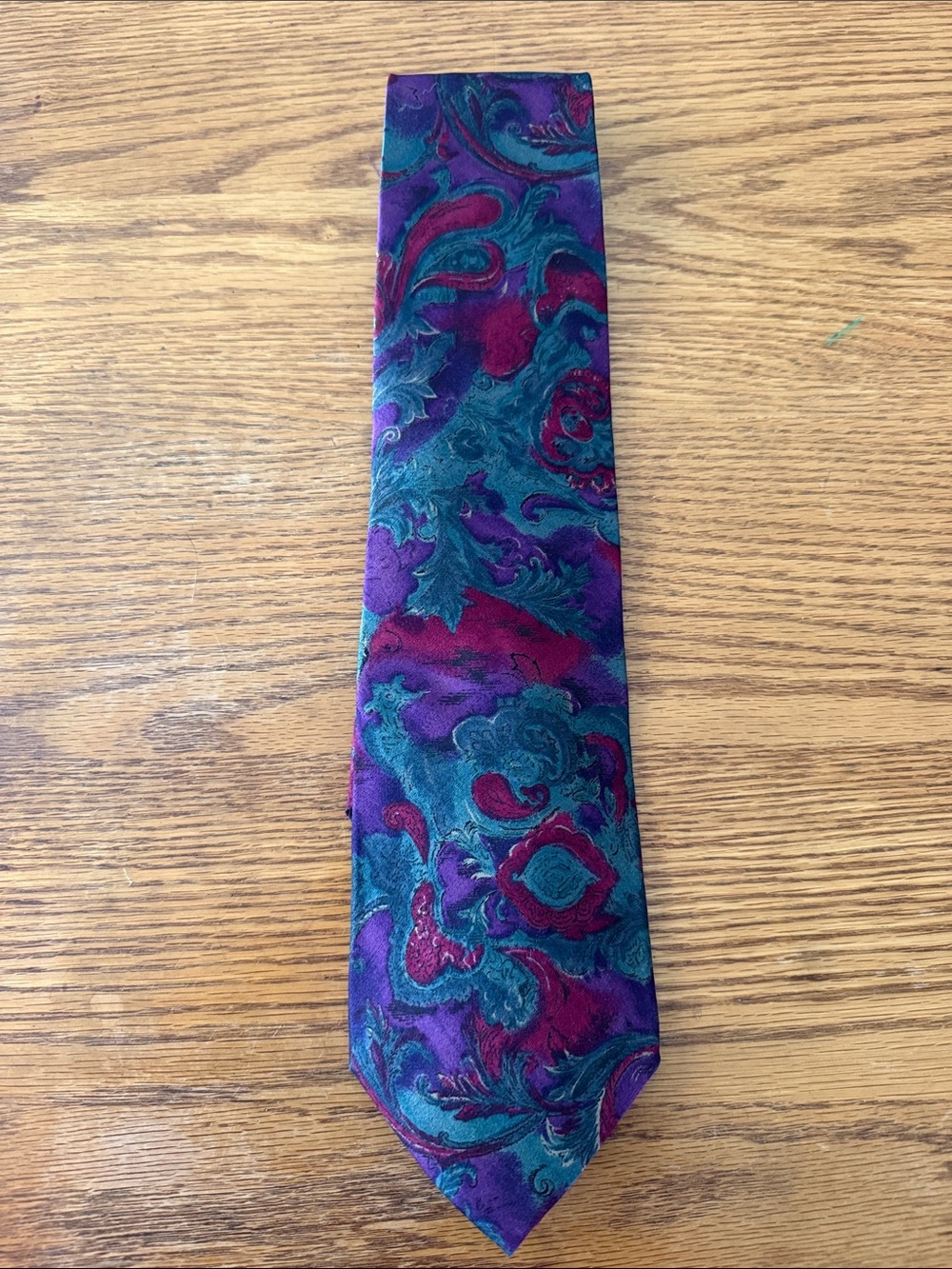 Woodward Silk Men's Paisley Silk Tie in Purple and Teal